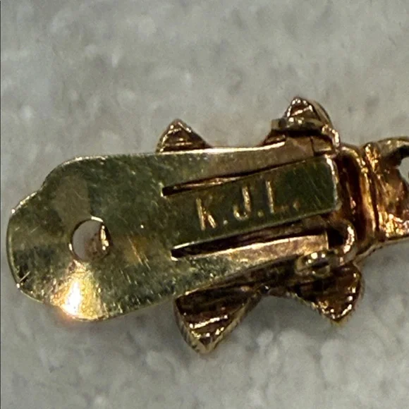 Kenneth Jay Lane Gold and Emerald Green Drop Earrings St Patrick's Day Bling - Picture 7 of 16